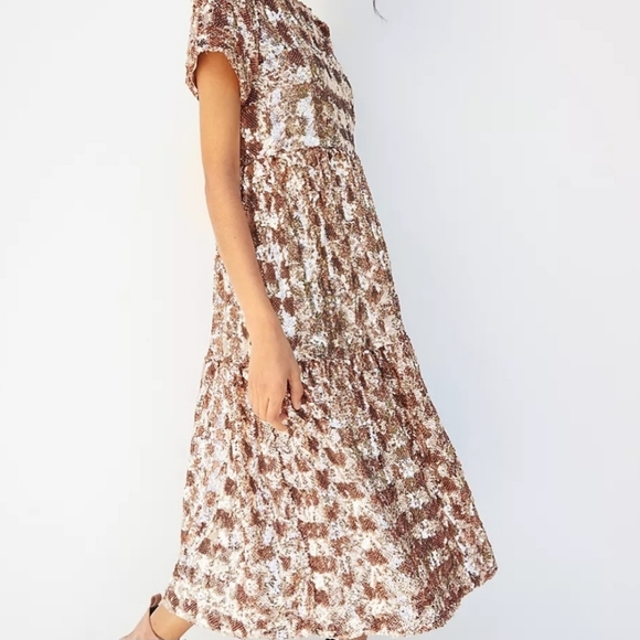 maeve bernadette sequined midi dress